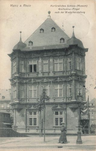 AK Mainz Kurfürstliches Schloss Rheinland-Pfalz 1909 gelaufen Postkarte