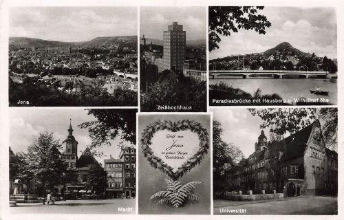AK Jena Zeißhochhaus Paradiesbrücke Hausberg Thüringen 1939 gelaufen Postkarte