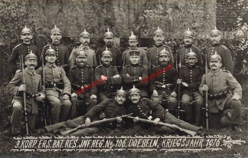 Foto-AK 1.WK Deutsche Soldaten Sachsen Pickelhaube Ers.-Inf.-Regt.106 Döbeln
