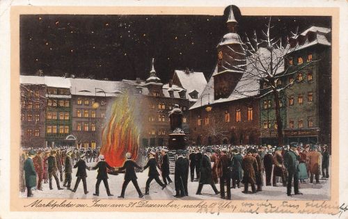 AK Jena Marktplatz Feuer Schnee Thüringen 1927 gelaufen Postkarte