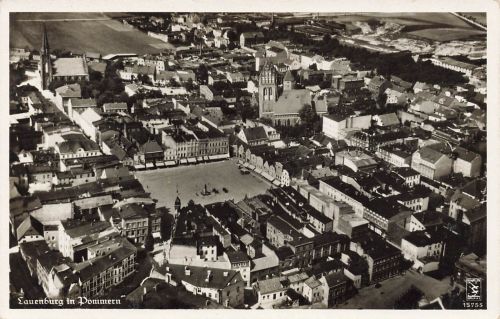 AK Lauenburg Lebork Fliegeraufnahme Stadtansicht Pommern ungelaufen Postkarte