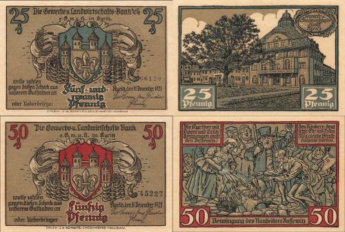 2 x Notgeld KYRITZ Gewerbe-und Landwirtschaftsbank e.G.m.u.H.