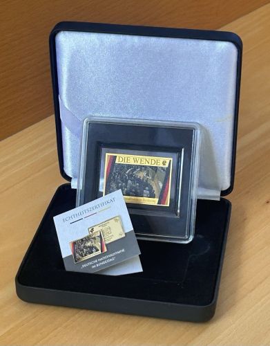 Gold BARREN 1/200 OZ Die Wende 999 Gold Münze in Etui und Zertifikat