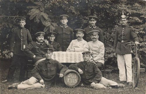 Fotokarte 1.WK Deutsche Soldaten Pickelhaube Stab I./ 179 Wurzen Sachsen