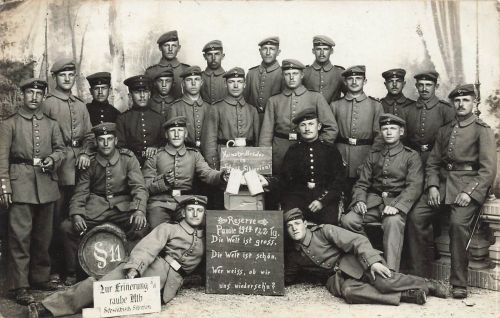 Foto-AK 1.WK Deutsche Soldaten Schulterklappe 122 Münsingen Schwäbisch Sibirien