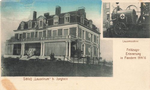 Schloss Lauseleum und Lausemaschine bei Isegheim Flandern Belgien Postkarte AK