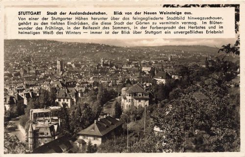 AK Stuttgart Stadtansicht von Neuen Weinsteige Baden-Württemberg 1939 Postkarte