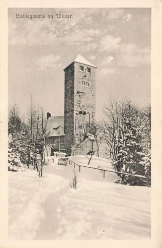 AK Reichenberg Liberec Liebiegwarte Winter Böhmen Postkarte