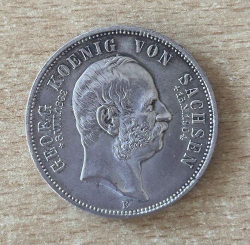5 Mark 1904 E Georg König von Sachsen - Auf Seinen Tod - Silbermünze