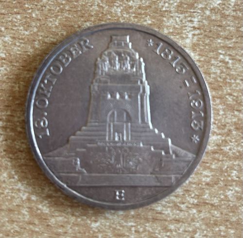 3 Mark 1913 E Völkerschlachtdenkmal Silbermünze Kaiserreich Sachsen