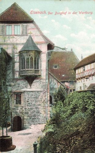 AK Eisenach Burghof Wartburg Thüringen ungelaufen Postkarte