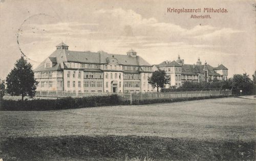 AK Mittweida Kriegslazarett Albertstift Sachsen 1915 gelaufen Postkarte