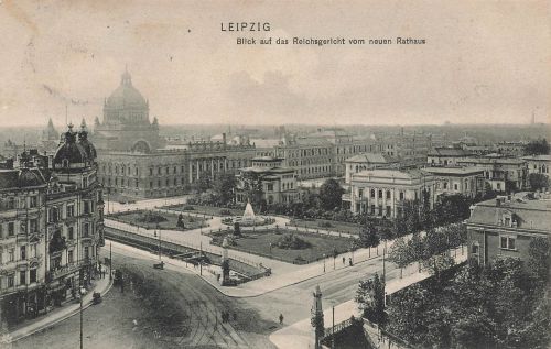 AK Leipzig Reichsgericht Neues Rathaus Sachsen 1907 gelaufen Postkarte