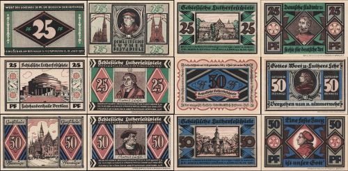 6 x Notgeld BRESLAU Stadt Wrocław Evangelisch-kirchlicher Arbeitsausschuß