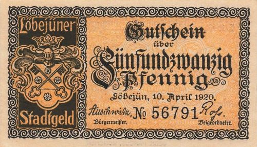 25 Pfennig Notgeld LÖBEJÜN Stadt