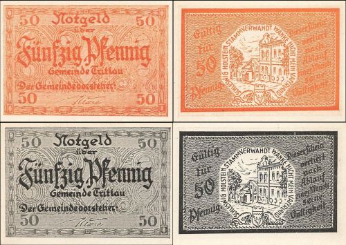 2 x Notgeld TRITTAU Gemeinde