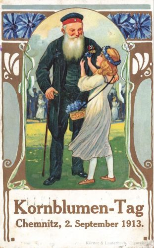 Kornblumen-Tag in Chemnitz Sachsen Postkarte AK 1913