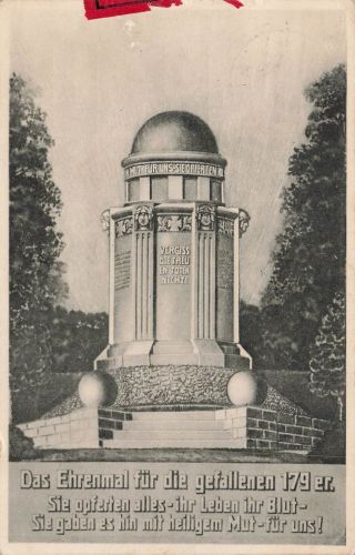 Ehrenmal für die gefallenen 179er Leisnig Sachsen Postkarte AK 1922