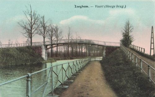 Vaart Hooge brug Brücke in Iseghem Westflandern Belgien Postkarte AK