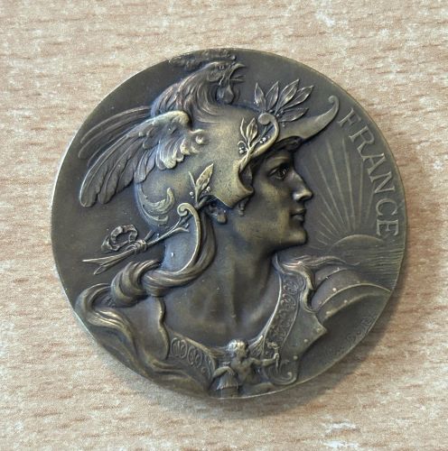 Bronze Medaille Marianne D'AMUNDSEN et de GUILBAUD 1928 Frankreich