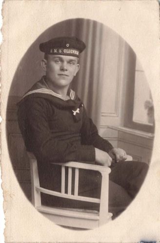 Fotokarte 1.WK Portrait deutscher Matrose Mützenband S.M.S. Oldenburg