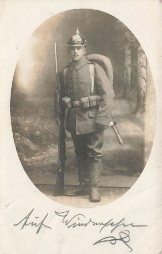 Fotokarte 1.WK Deutscher Soldat Pickelhaube Sachsen Döbeln in Frankreich