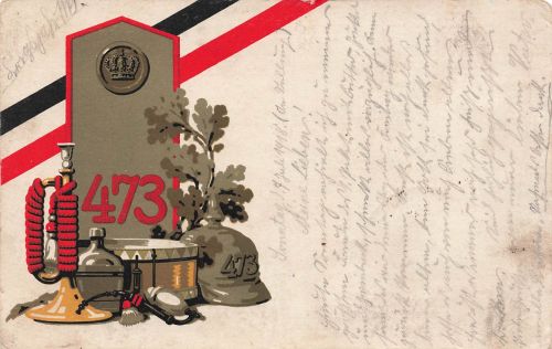 AK 1.WK Schulterklappe Helm Regiment 473 Sachsen 1918 Patriotika Postkarte