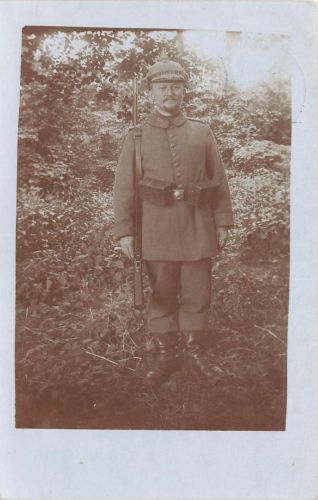 Fotokarte 1.WK Landsturm Soldat Kragenspiegel XIX Landsturm Batl.Leipzig