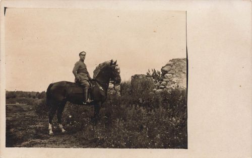 Fotokarte 1.WK Deutscher Soldat an der Skroda Brücke Kolno - Stawiski Polen