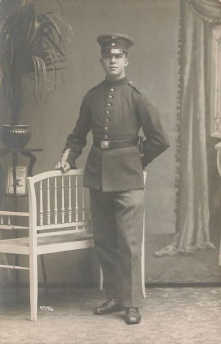Fotokarte 1.WK Portrait deutscher Soldat Schulterklappe 166 in Bitsch