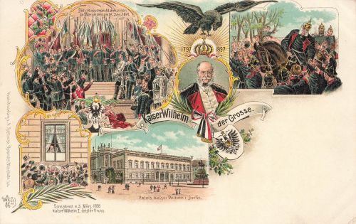 AK 1.WK Lebenschronik Kaiser Wilhelm der Große Patriotika Postkarte Litho