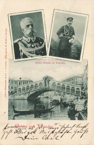 AK 1.WK Venedig Brücke Kaiser Wilhelm II Italien 1899 Patriotika Postkarte