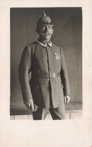Foto 1.WK Portrait Soldat Pickelhaube Bayern Militärverdienstkreuz EK-2 Spange