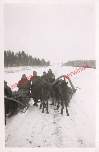 Deutsche Soldaten mit Panjeschlitten mit Russen bei Gorki Belarus Ostfront