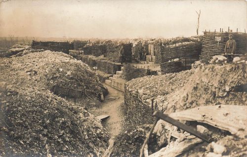 Fotokarte 1.WK Deutsche Soldaten Schützengraben Kiesgrube 1.Stellung 1.Linie