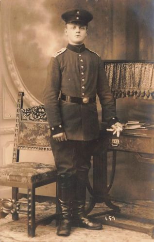 Fotokarte 1.WK Portrait deutscher Soldat Schulterklappe 53 Bromberg Westpreussen