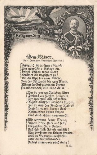 AK 1.WK Spruchkarte Krieg und Sieg Dem Kaiser Wilhelm II 1916 Patriotika