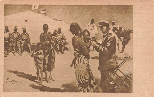 AK 1.WK Jung Afrika wird geimpft Kolonial-Krieger-Spende Patriotika Postkarte