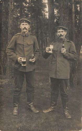 Fotokarte 1.WK Soldaten mit Pfeife Schießplatz Hagenau