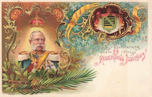 AK 1.WK 25 Jahre Jubiläum König Albert von Sachsen Patriotika Postkarte