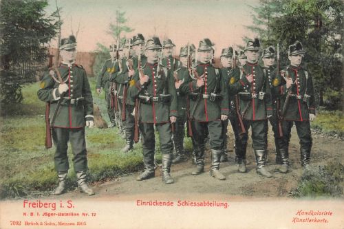 AK 1.WK Sächsisches Jäger-Batallion Nr. 12 Schiessabteilung 1906 Postkarte