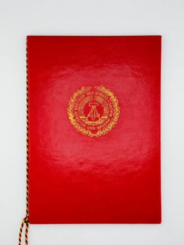 DDR NVA Urkunde Medaille für treue Dienste in der NVA Gold 1981 Major