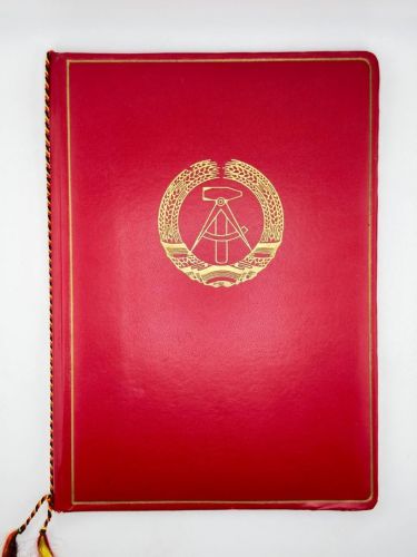 DDR Nationale Front Urkunde für NAW Aufbaunadel Gold 1959