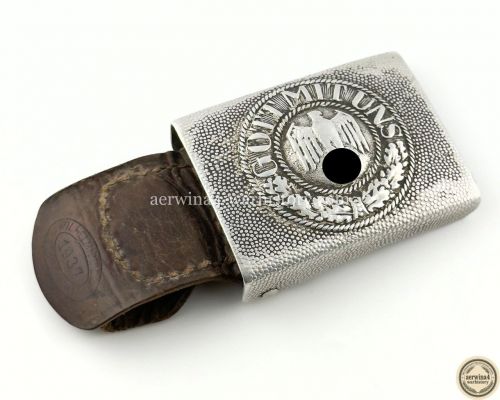 Wehrmacht Heer Koppelschloss Wilhelm Binder Aluminium Ausführung mit Lederzunge