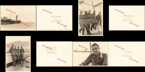 4 x Fotos Truppentransporter Soldaten von Saloniki nach Lemnos Griechenland