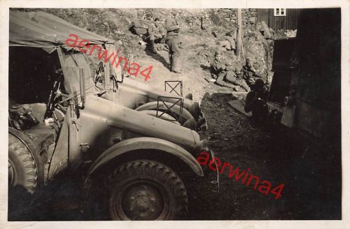 Rast deutsche Soldaten am LKW Krupp-Protze beim Jøssingfjord Rogaland Norwegen