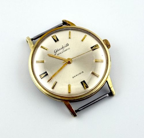 Glashütte GUB Spezimatic Kal. 74 Goldgehäuse 585 Edelstahlboden Herrenarmbanduhr