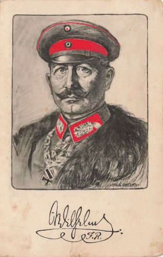 AK 1.WK Kaiser Wilhelm II. Portrait Schirmmütze Uniform Patriotika