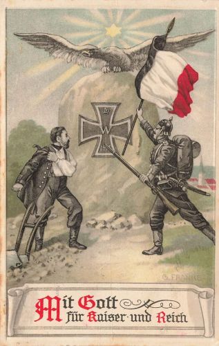 AK 1.WK Mit Gott für Kaiser u. Reich Soldat Eisernes Kreuz 1915 Patriotika