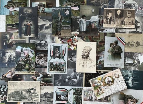 Lot / Konvolut 50 Patriotika Feldpostkarten Soldaten Uniform Front 1. WK